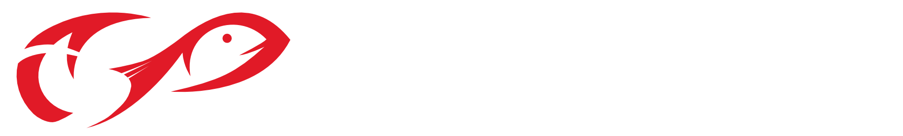 Fischerladen Logo: Roter Fisch mit dem Text "Fischerladen - Der Shop für den Fang deines Lebens